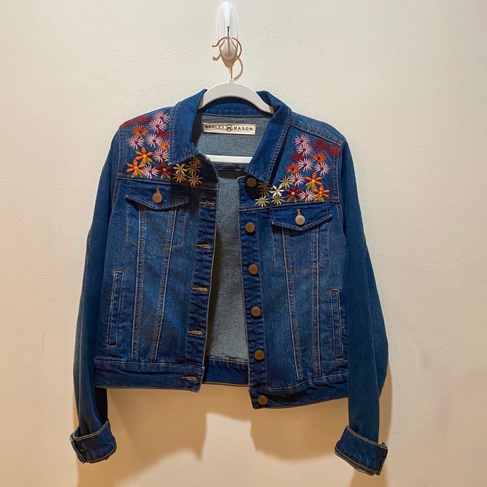 Ashley Mason - Flower Embroidered Jean Jacket